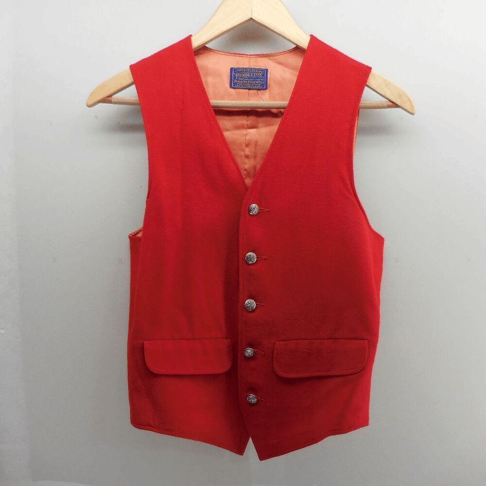Vintage Pendelton Mens/Womens 38 Chest S/M Red‎ Wool Vest USA
